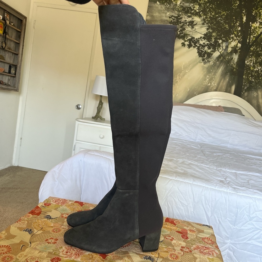 Stuart Weitzman charcoal gray suede over the knee boots, never worn. Size 5.
